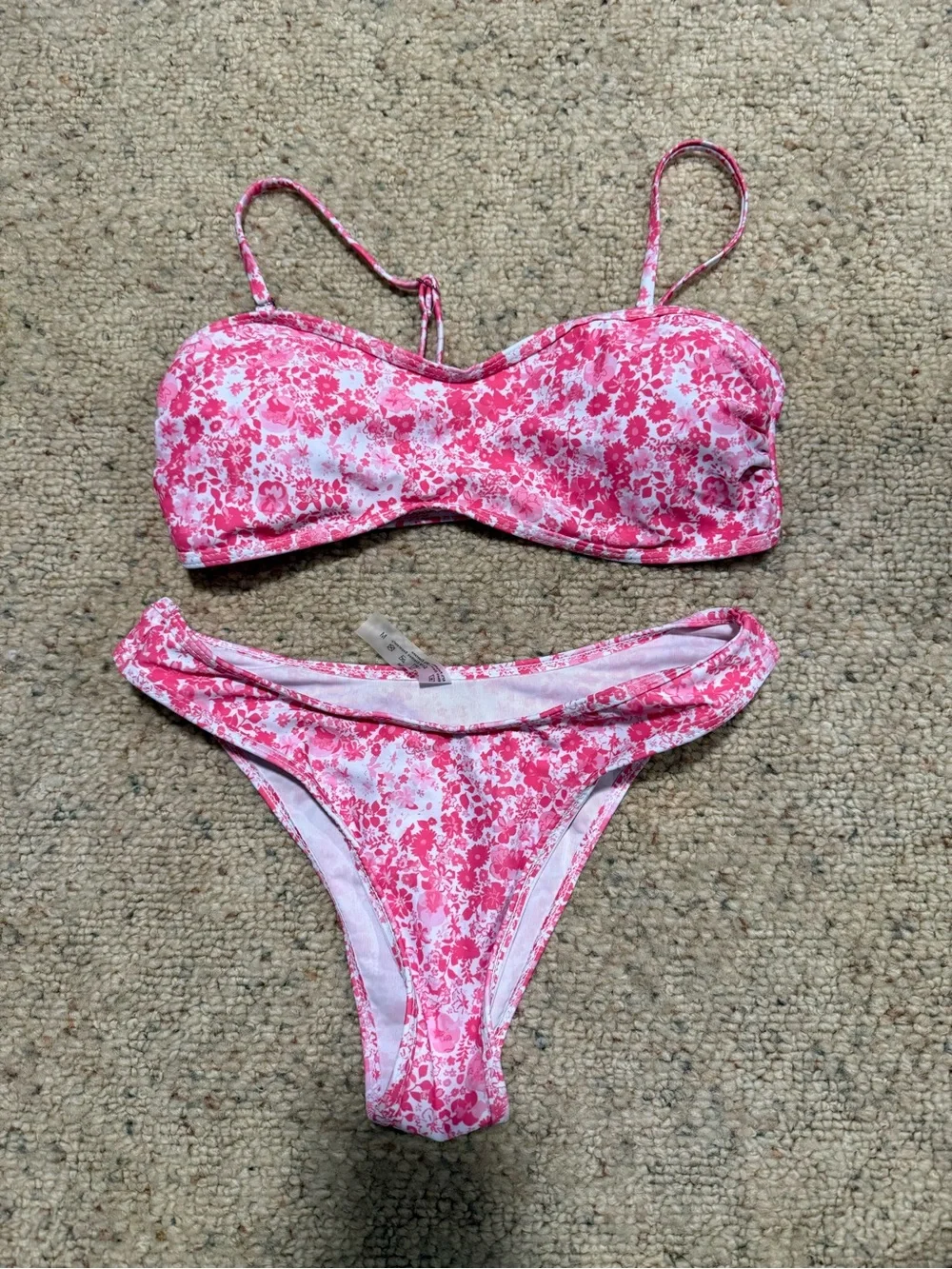 SHEIN Pink White Floral Bikini Set